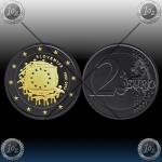 2 EVRO SLOVENIJA  2015  "EU ZASTAVA" Black Rhodium + 24k Gold